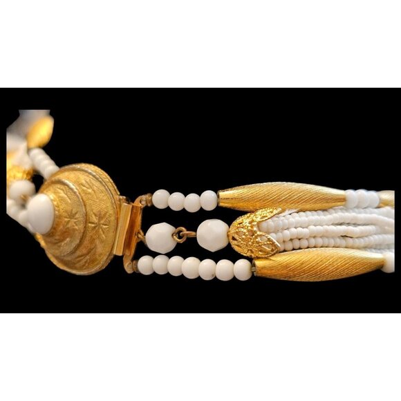 STUNNING 1950'S ORIGINAL by ROBERT Multistrand BEAD WHITE GOLD  20" NECKLACE - Picture 4 of 14